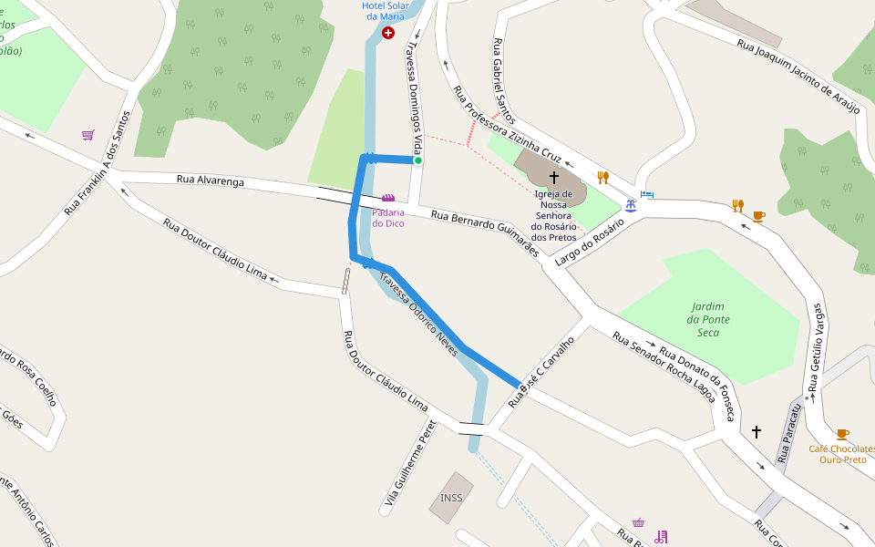 Travessa Odorico Neves walking route map in Ouro Preto