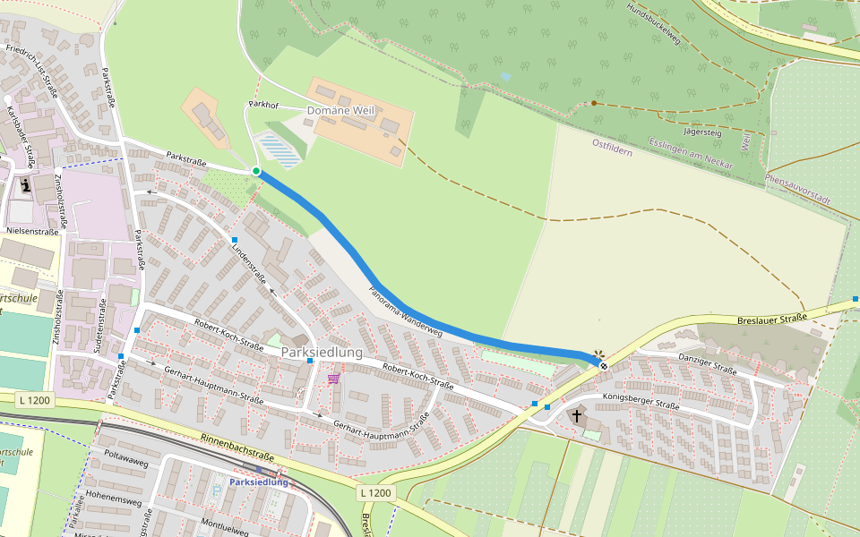 Panorama-Wanderweg walking route map in Ostfildern