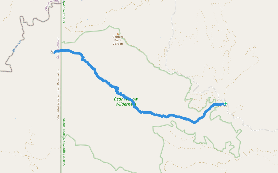 Bear Wallow Trail #63 walking route map in Clifton