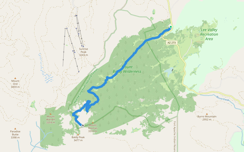 West Baldy Trail #94 walking route map in Greer