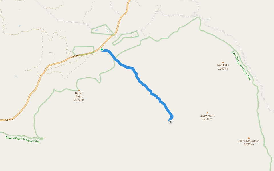 Horse Ridge Trail #38 walking route map in Hannagan Meadow