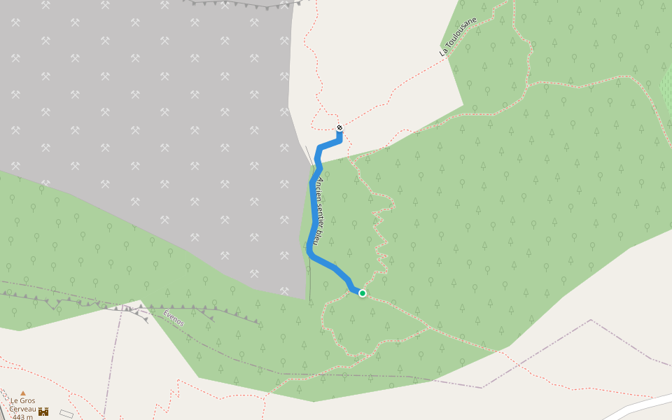 Ancien sentier bleu walking route map in Ollioules