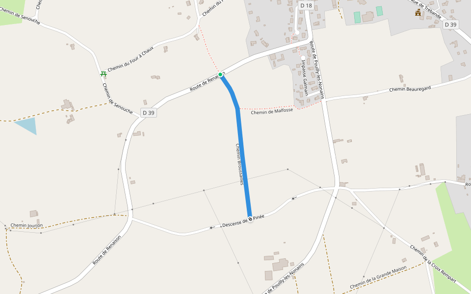 Chemin Broussailles walking route map in Saint-Romain-la-Motte