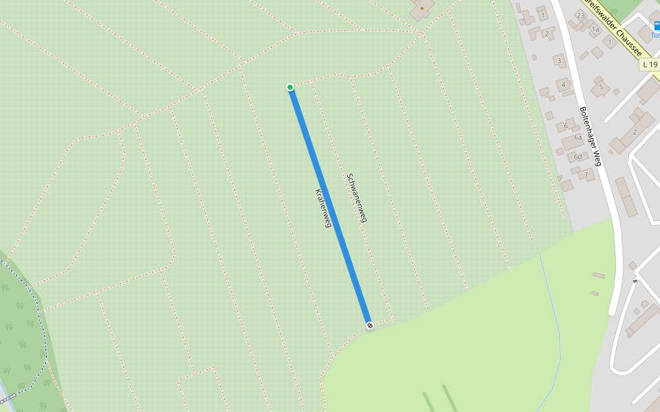 Krähenweg walking route map in Grimmen