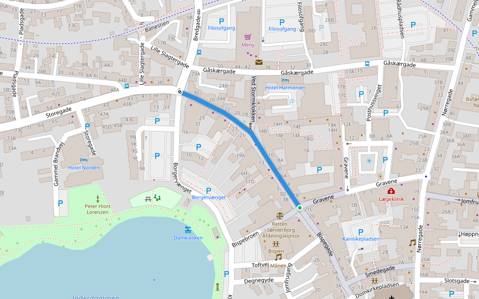Storegade walking route map in Haderslev