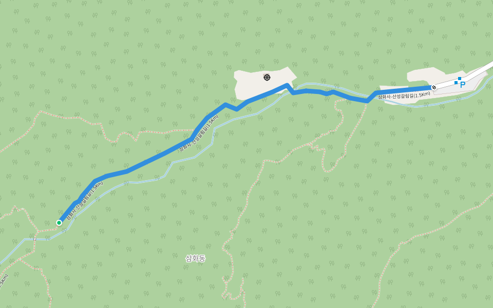 삼화사-산성갈림길(1.5Km) walking route map in Donghae-si