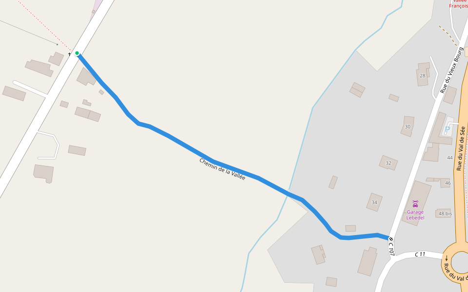 Chemin de la Vallée walking route map in Brécey