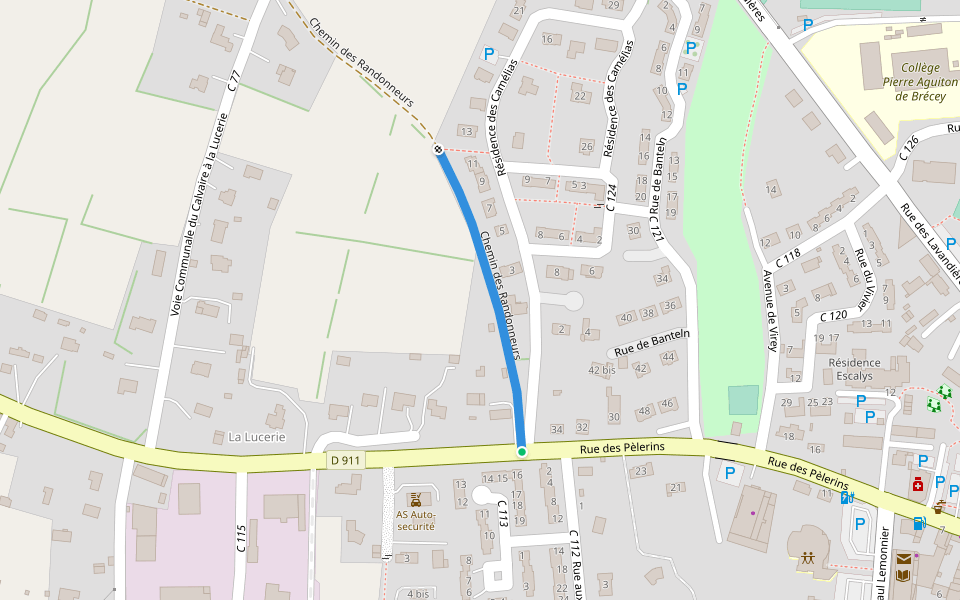 Chemin des Randonneurs walking route map in Brécey