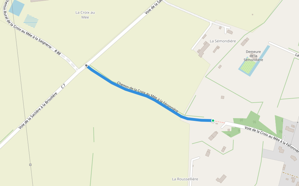 Chemin de la Croix au Mée à la Féronnière walking route map in Brécey