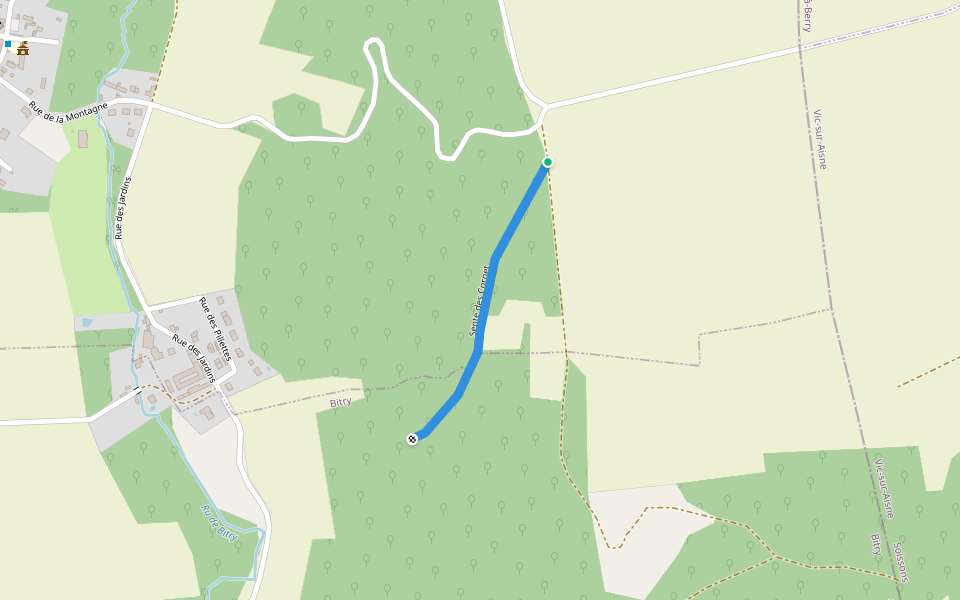 Sente des Cornet walking route map in Bitry
