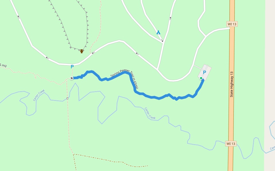 Spring Peeper Trail (0.65mi) walking route map in Friendship