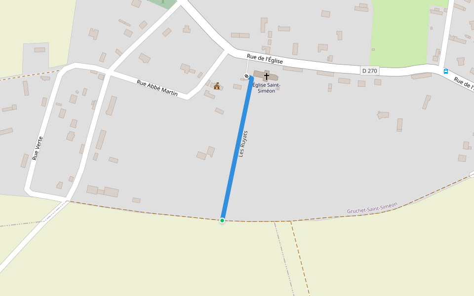 Les Ruyats walking route map in Gruchet-Saint-Siméon