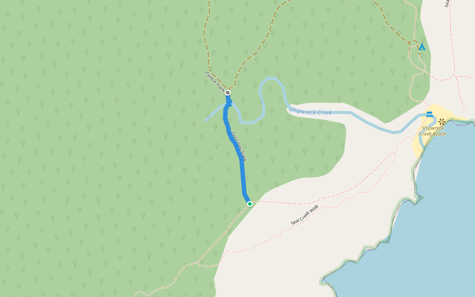 Old Coast Track walking route map in Wingan River
