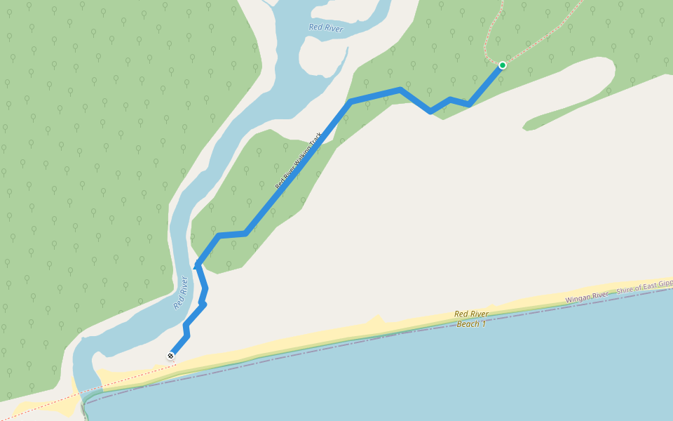 Red River Walking Track walking route map in Wingan River