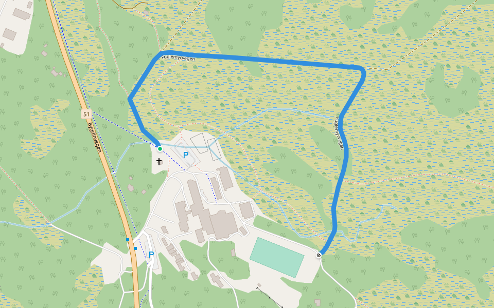 Fuglemyrvegen walking route map in Beitostølen