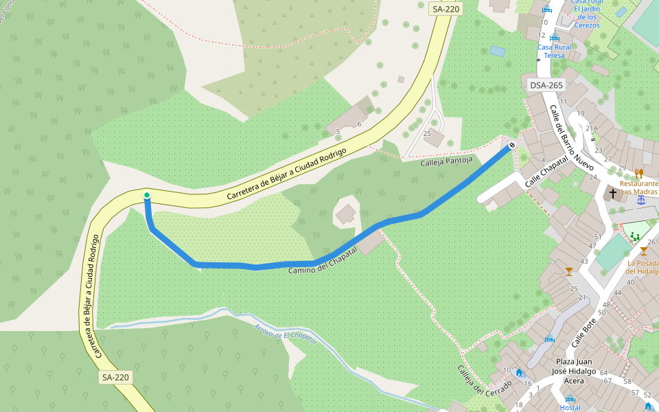 Camino del Chapatal walking route map in Villanueva del Conde