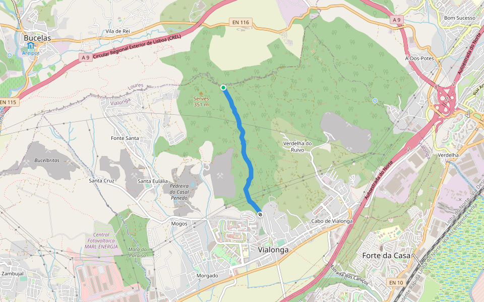 Vereda do Ribeiro walking route map in Vialonga