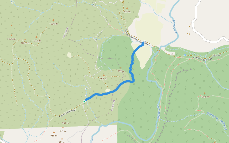 Camino Bajo de Retiendas a Valdesotos walking route map in Valdesotos