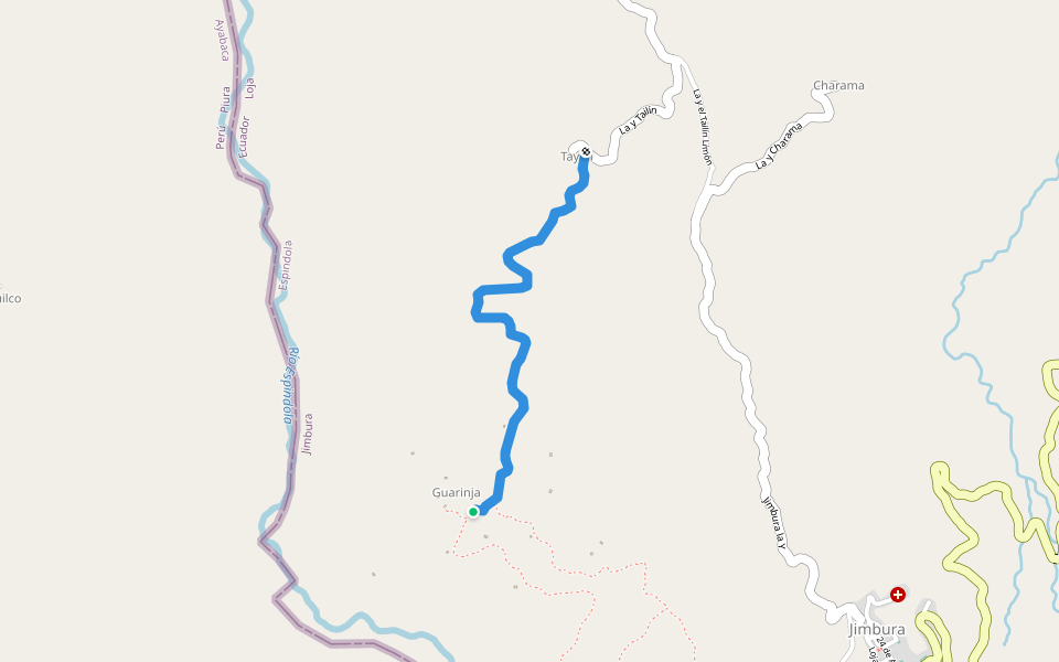 Guarinja-Tailin walking route map in Jimbura