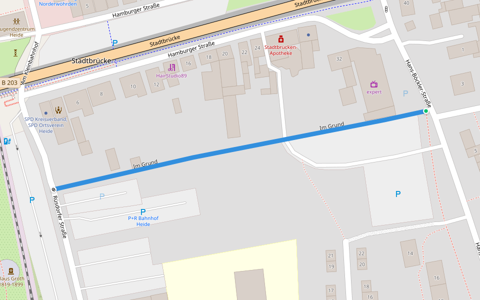 Im Grund walking route map in Heide