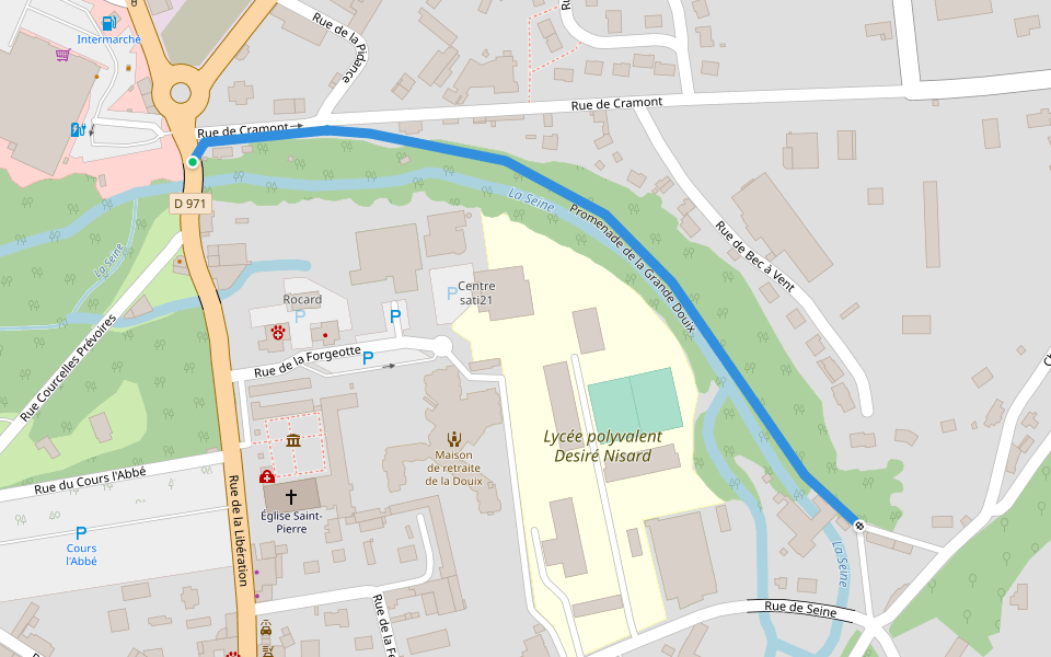 Promenade de la Grande Douix walking route map in Châtillon-sur-Seine