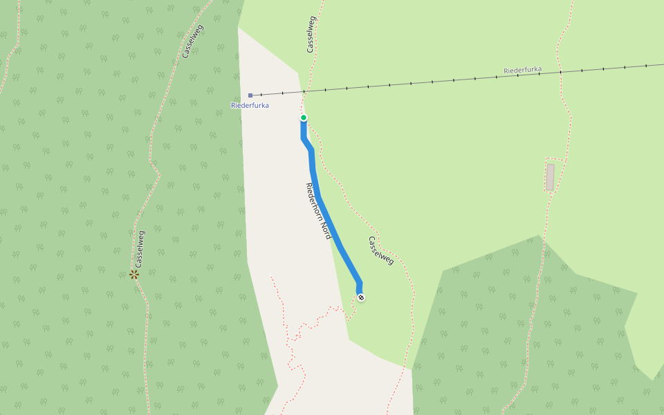 Riederhorn Nord walking route map in Riederalp