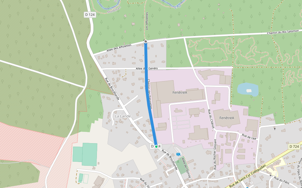 Chemin des Paturettes walking route map in Beignon