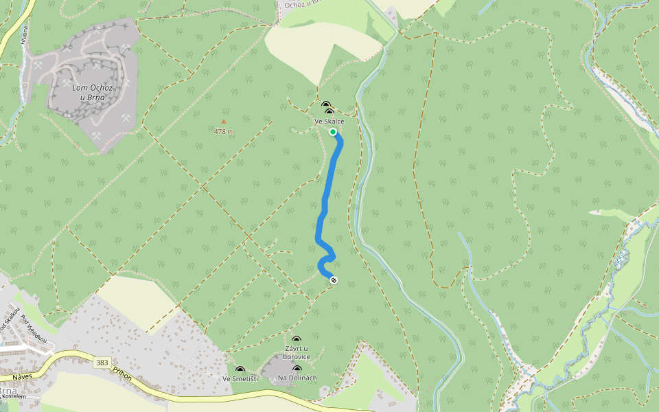 Lichtejnštejský chodník walking route map in Ochoz u Brna