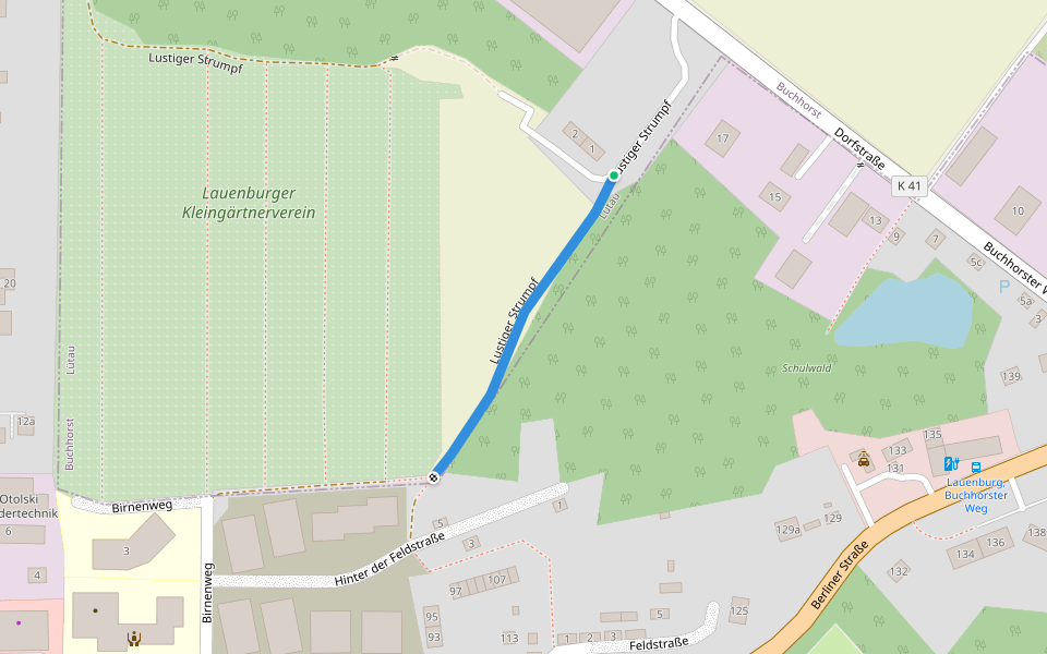 Lustiger Strumpf walking route map in Buchhorst
