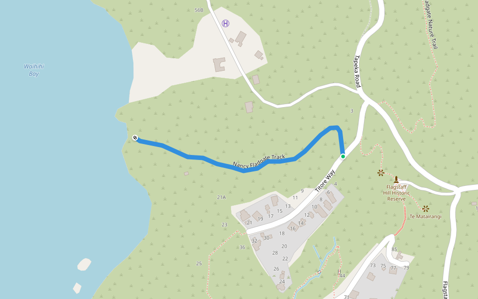 Nancy Fladgate Track walking route map in Russell