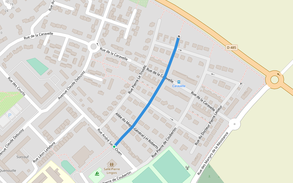 Rue du Soldat Robert-Boulanger walking route map in Dieppe