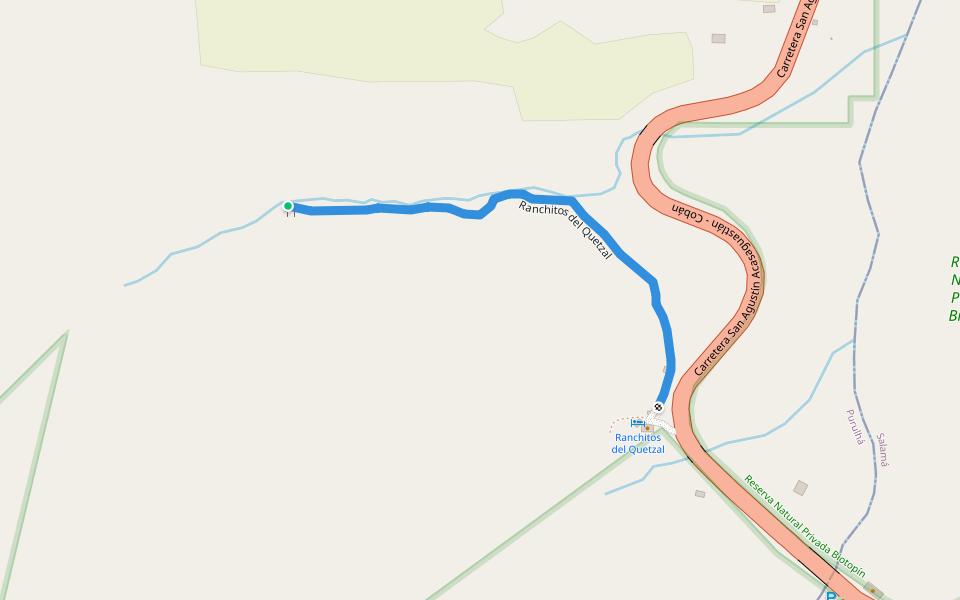 Ranchitos del Quetzal walking route map in Purulha