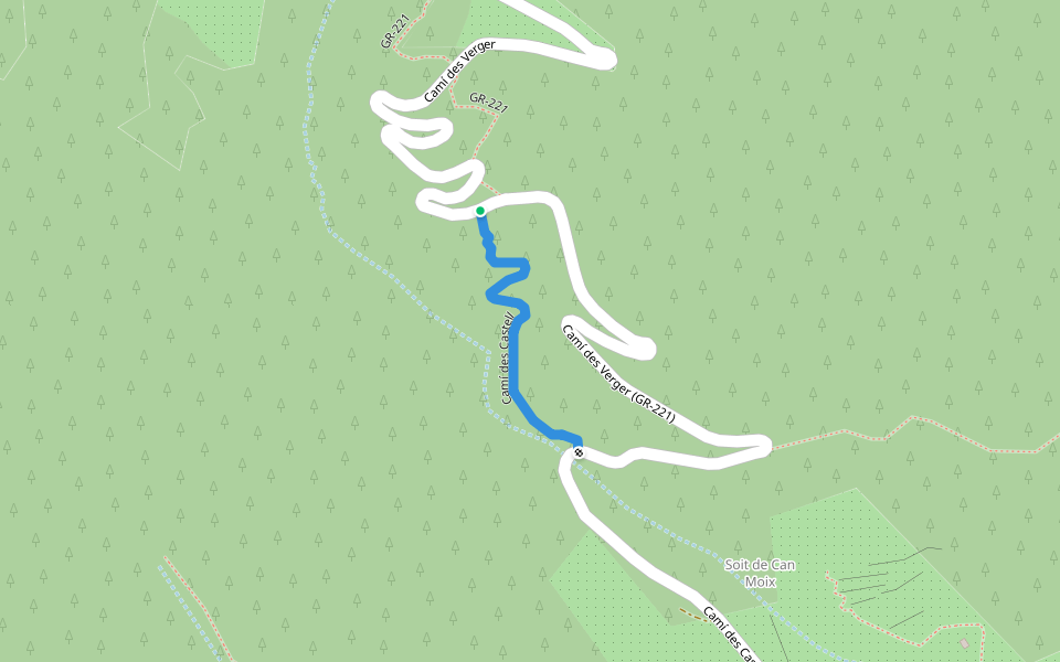 Camí des Castell walking route map in Alaró