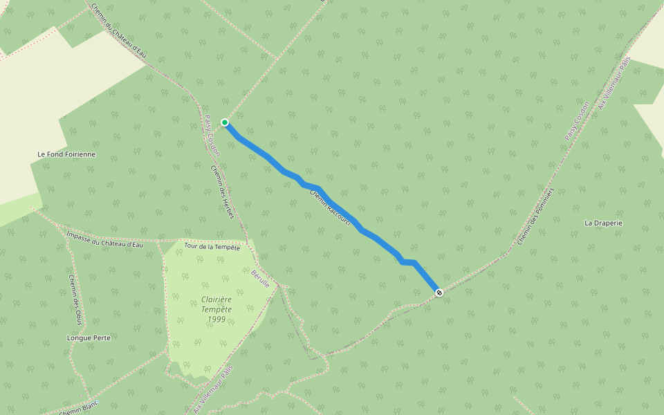 Chemin Raccourci walking route map in Paisy-Cosdon