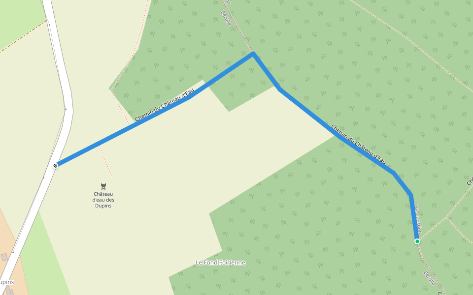 Chemin du Château d'Eau walking route map in Bérulle