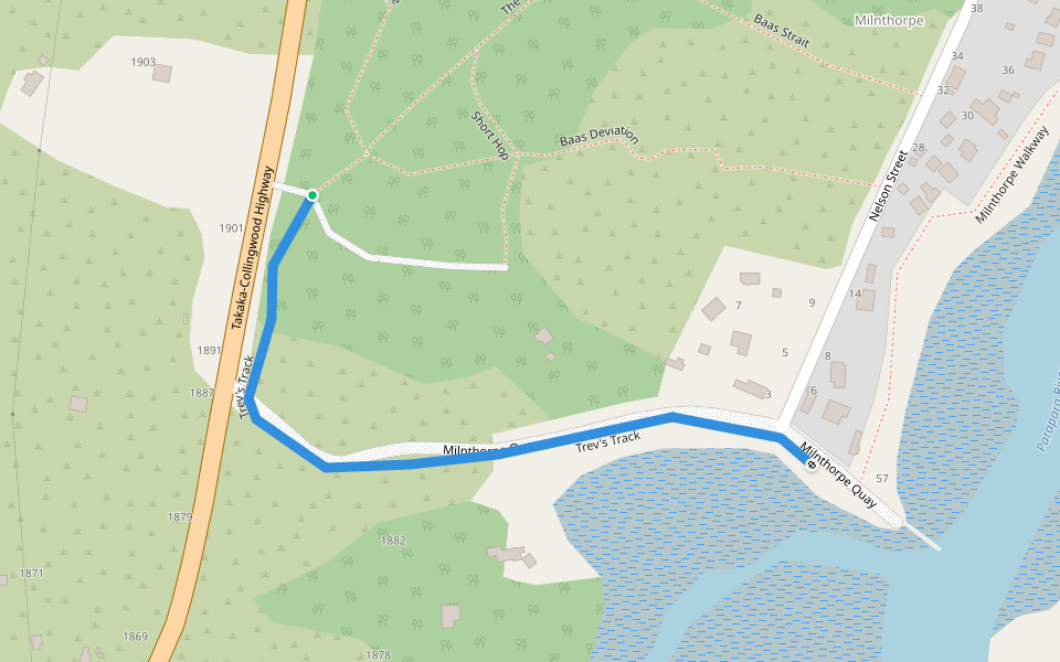 Trev's Track walking route map in Parapara