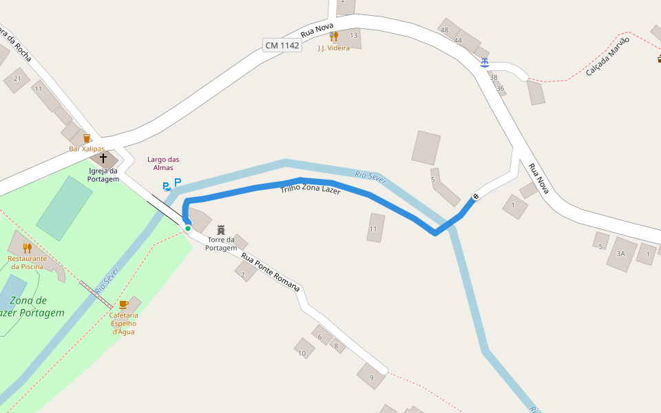 Trilho Zona Lazer walking route map in Reguengo