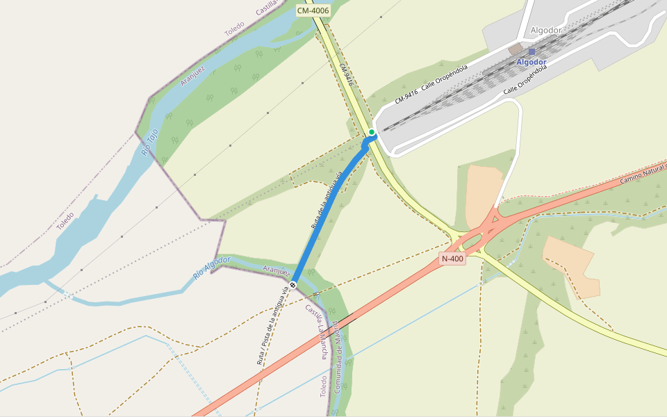 Ruta de la antigua vía walking route map in Aranjuez