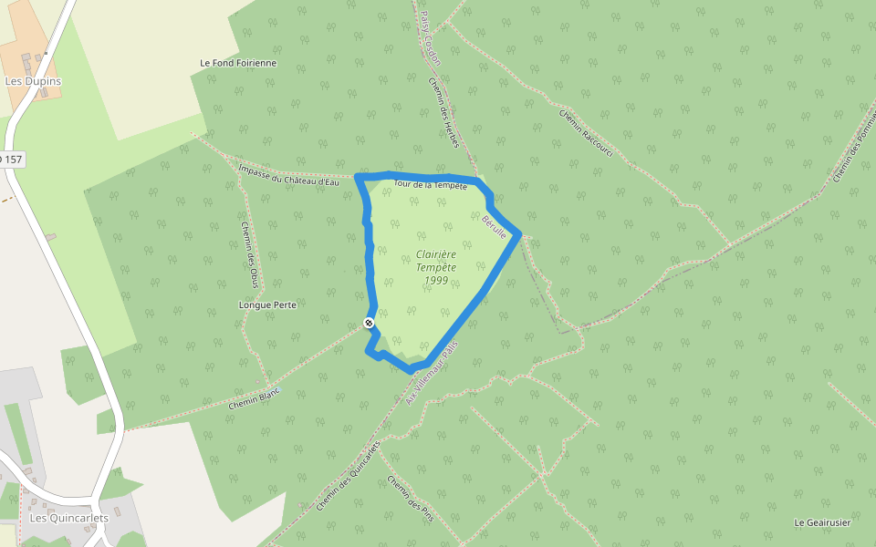 Tour de la Tempête walking route map in Bérulle