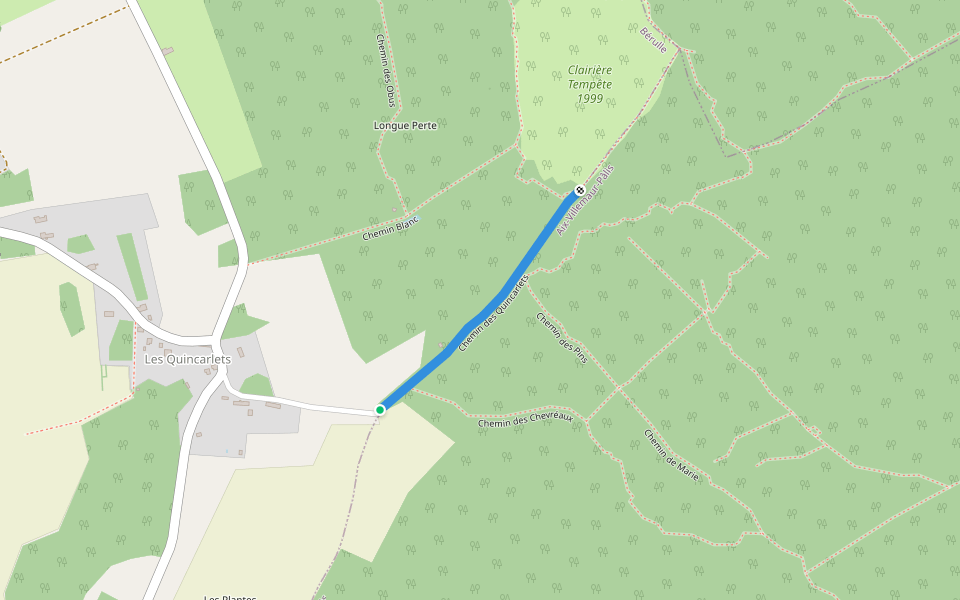 Chemin des Quincarlets walking route map in Bérulle