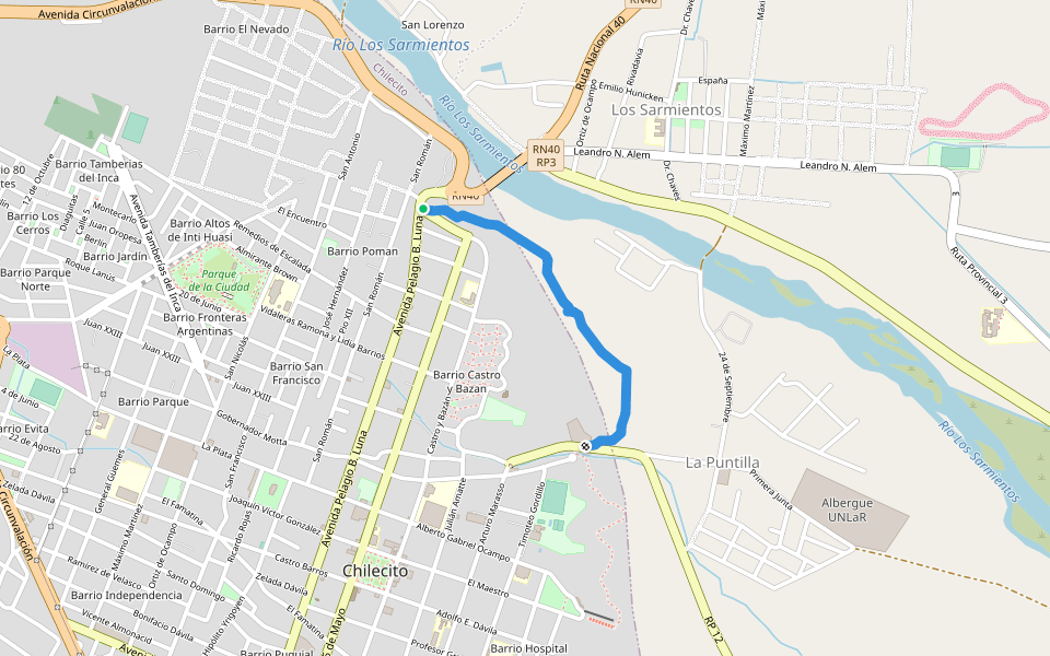 Sendero Sierra del Paiman walking route map in Chilecito