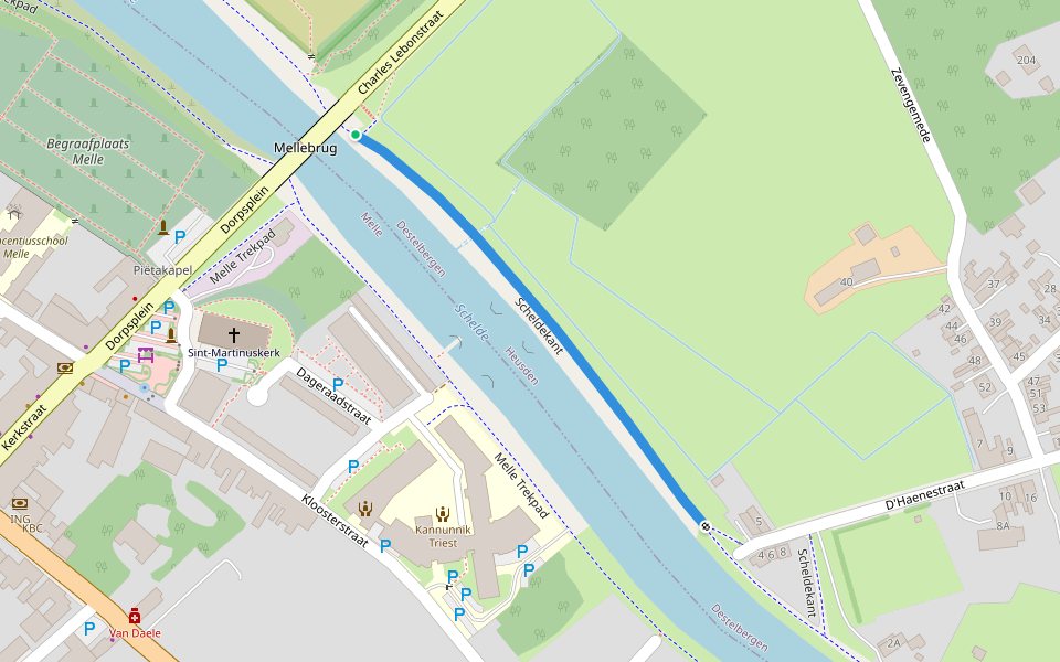 Scheldekant walking route map in Melle
