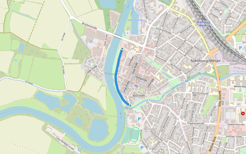 Weserwall walking route map in Nienburg/Weser
