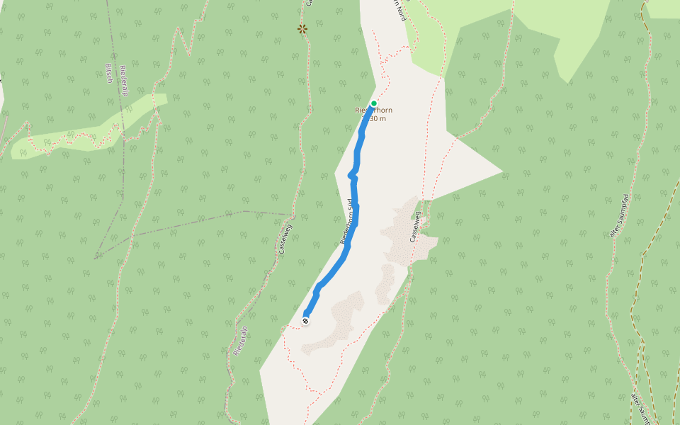 Riederhorn Süd walking route map in Riederalp