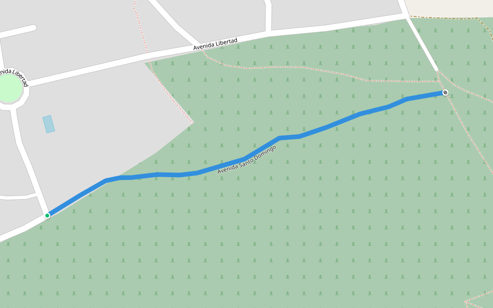 Avenida Santo Domingo walking route map in Yungay