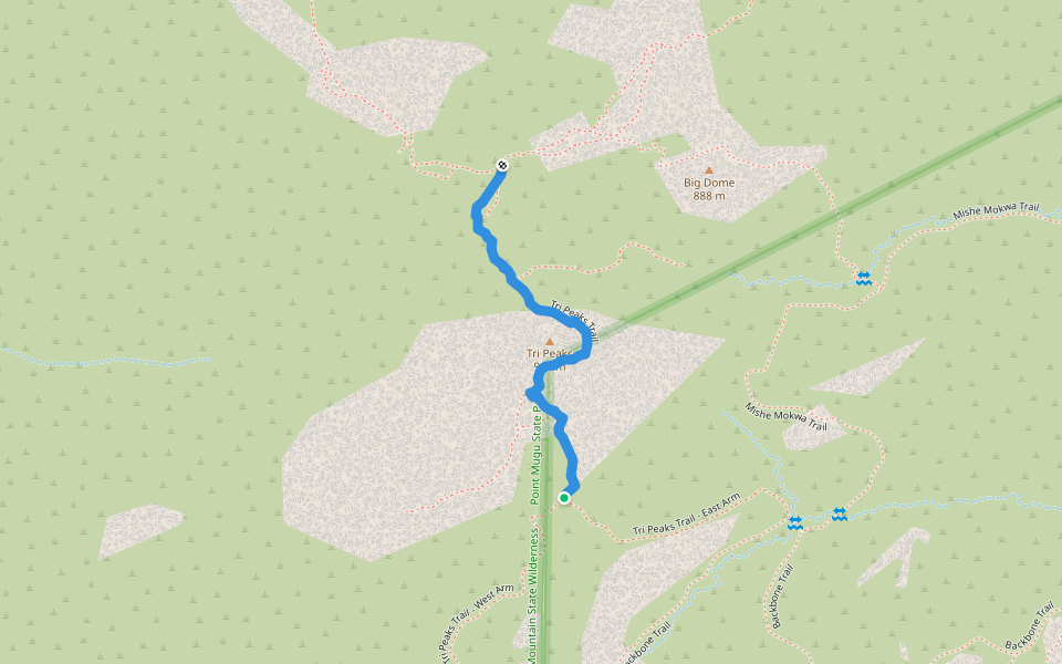 Tri Peaks Trail walking route map in Malibu