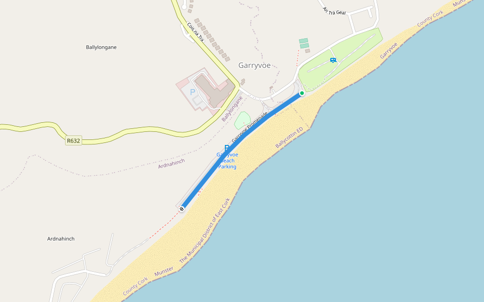 Garryvoe Promenade walking route map in Ardnahinch Bay