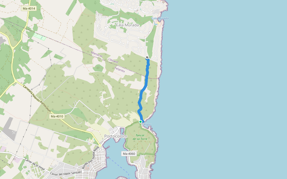 camí de Ronda walking route map in Felanitx