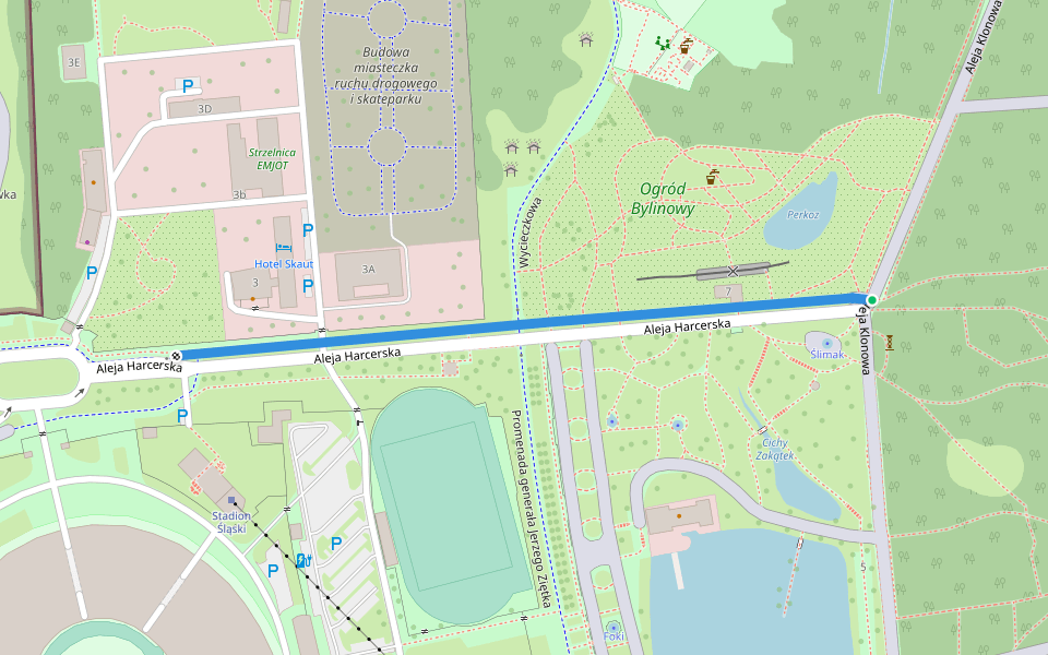 Aleja Harcerska walking route map in Chorzów