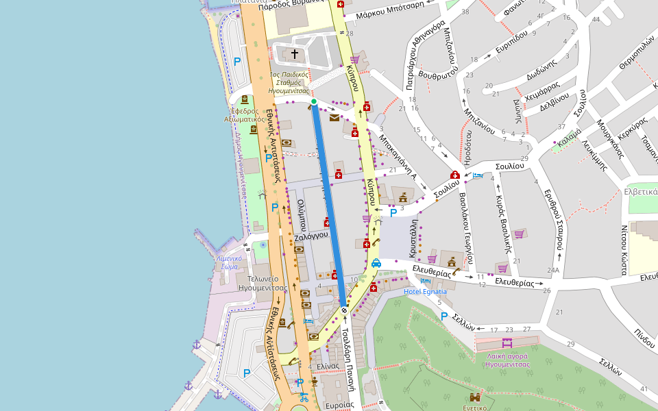 Λαμπράκη Γρηγορίου walking route map in Igoumenitsa
